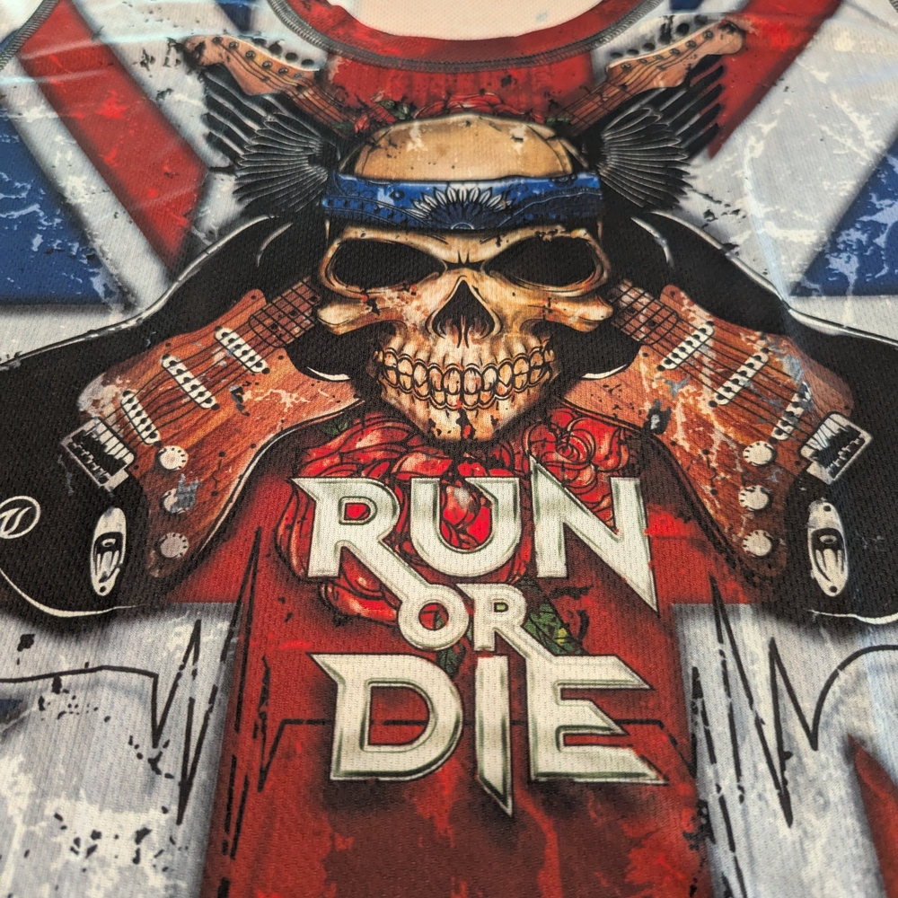 INKnBURN Run or Die Skull Tee - Red, Blue, Black